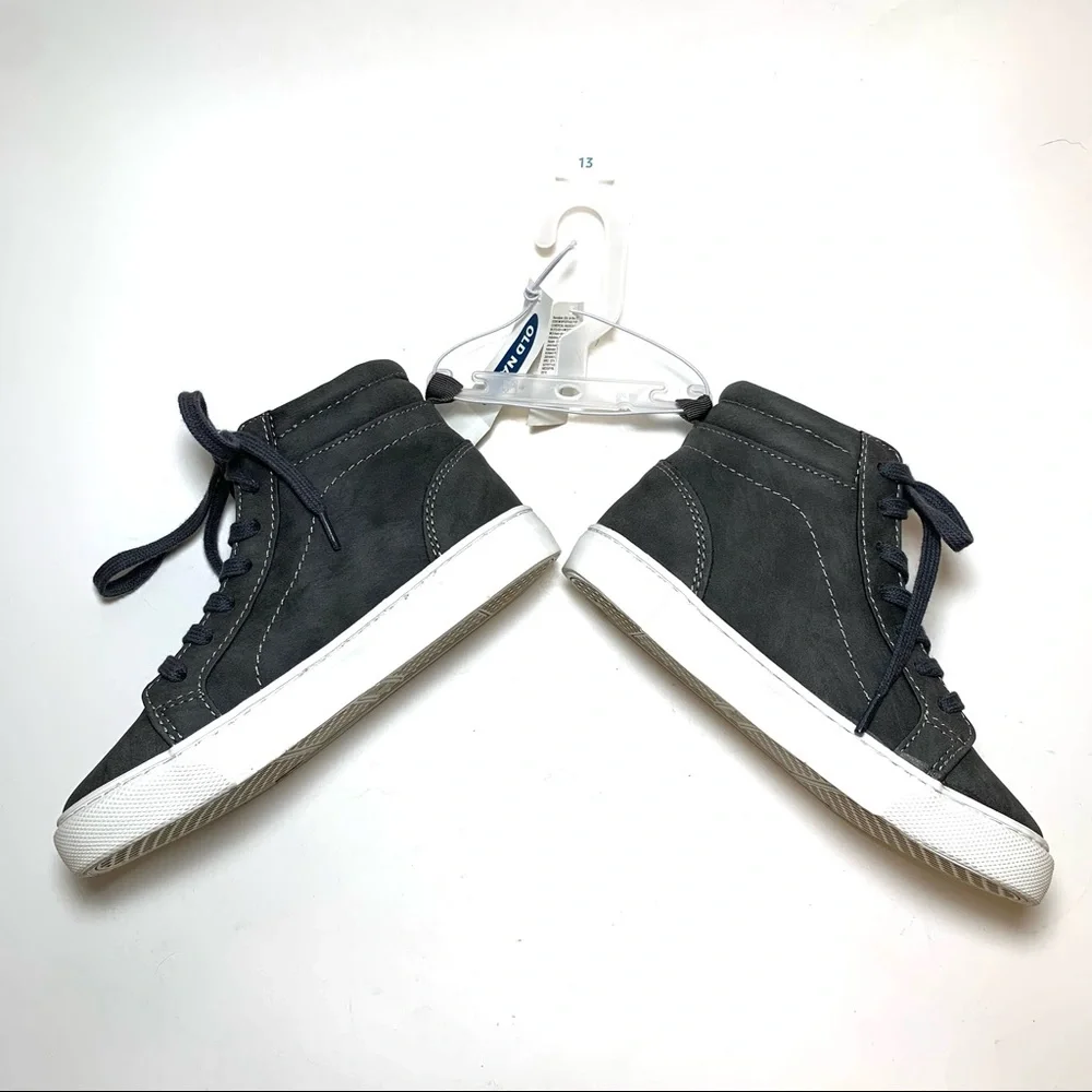 Old Navy Faux Suede High-Top Sneakers Gray Little Boy Sz 13 NWT Lace-Up School